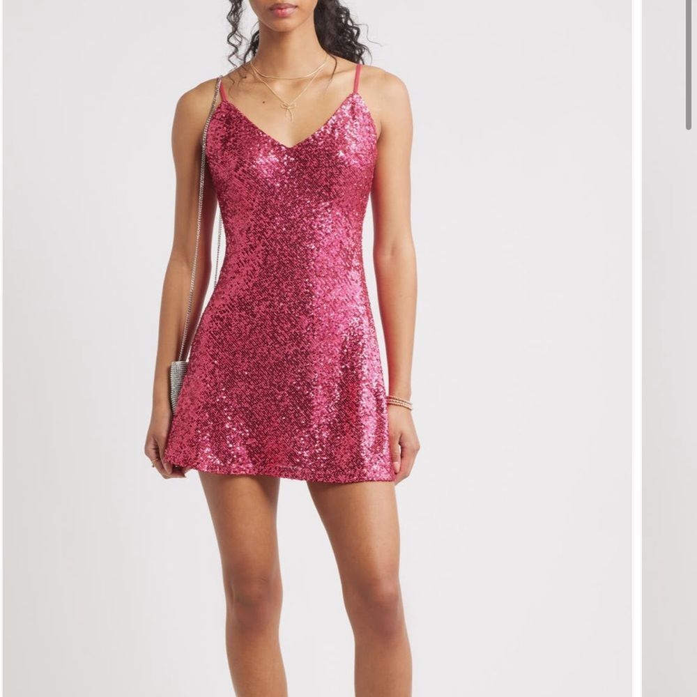 BP Pink Sequin Prom Dress
